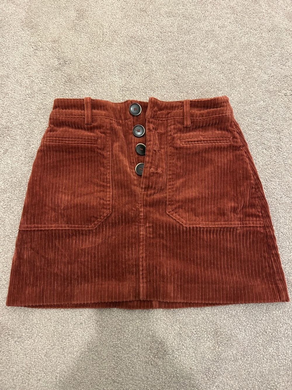 Zara TRF Collection Cognac-Colored Corduroy Mini Skirt